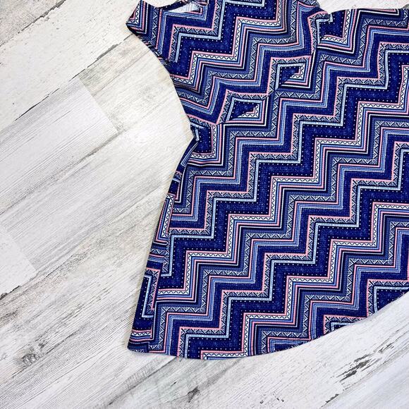 Sweet Heart Rose Girls Dress Size 5 Blue Chevron Sleeveless Twirl - Picture 7 of 10